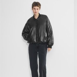 Babaton Black Ribbed Collar Bomber Jacket